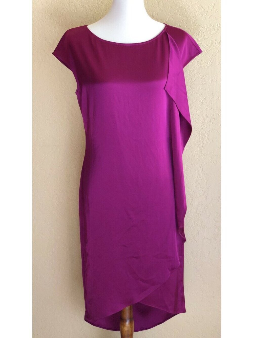 St John Collection Satin Ruffle Hi-Lo Dress 6
